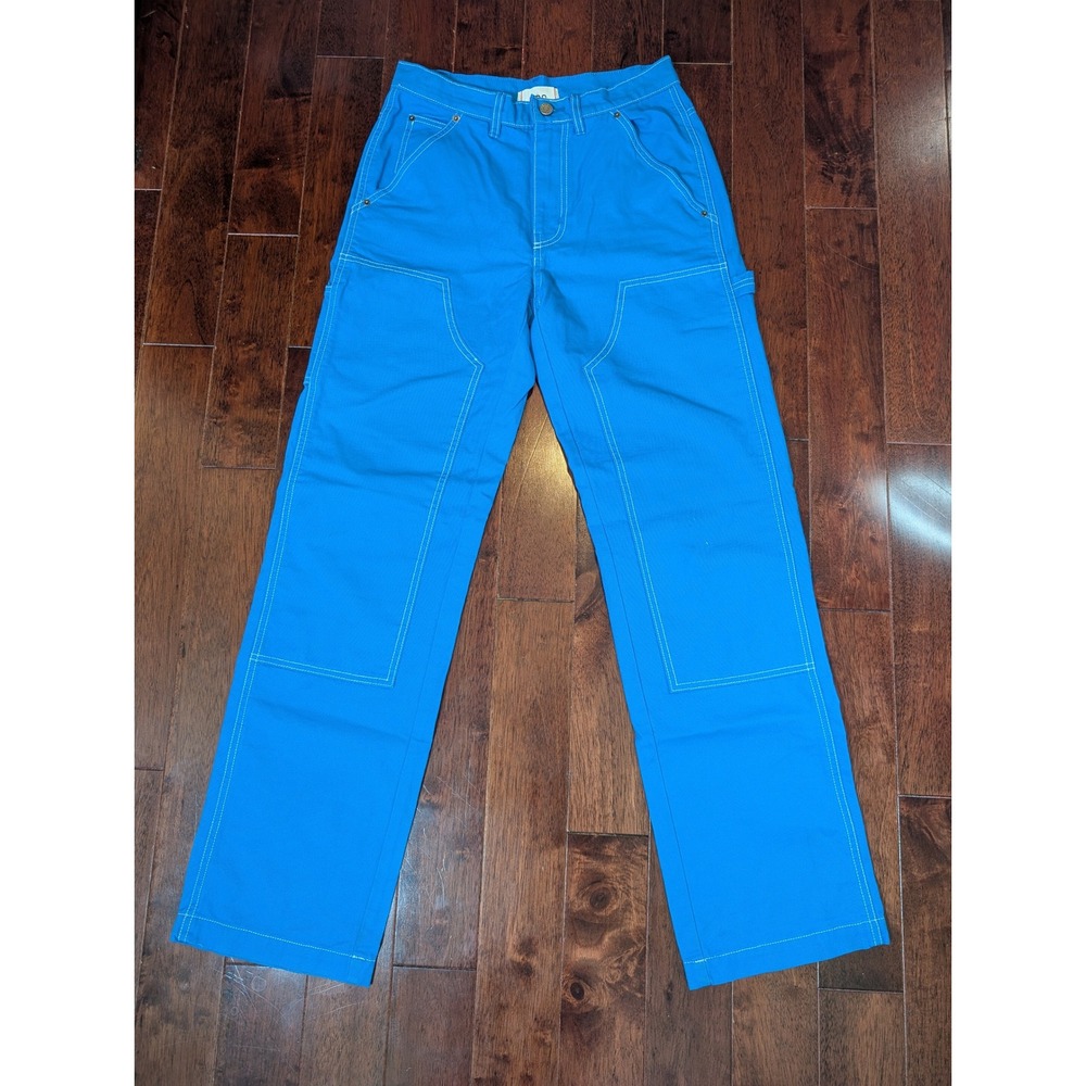 BDG Carpenter Pants Women 26 Blue Contrast Stitch Double Knee Utility Canvas